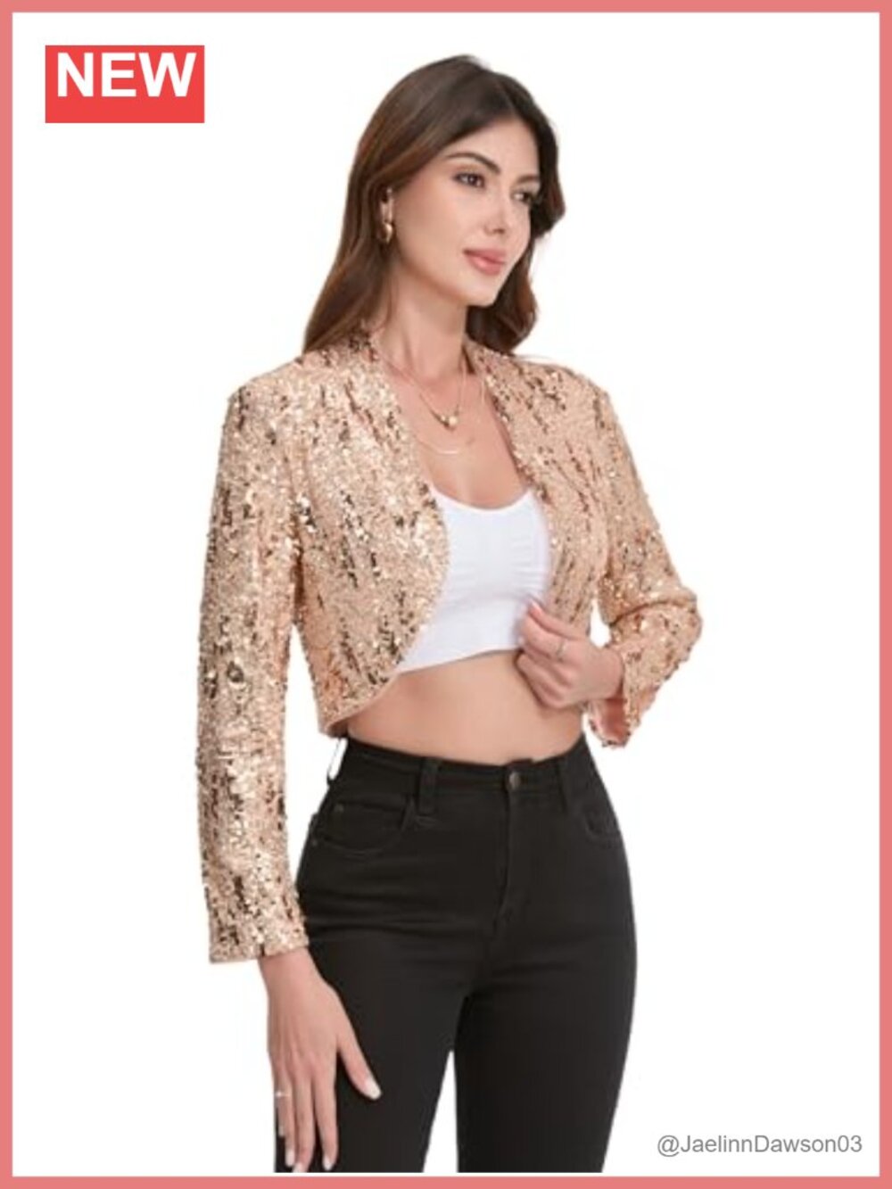 Women's Sequin Open Front Cropped Blazer Cardigan Wedding Party